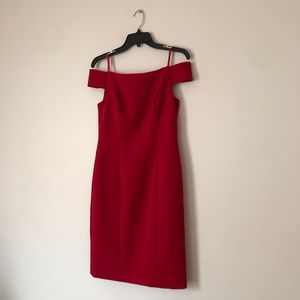 Adrianna Papell Off-shoulder Red Sheath Dress